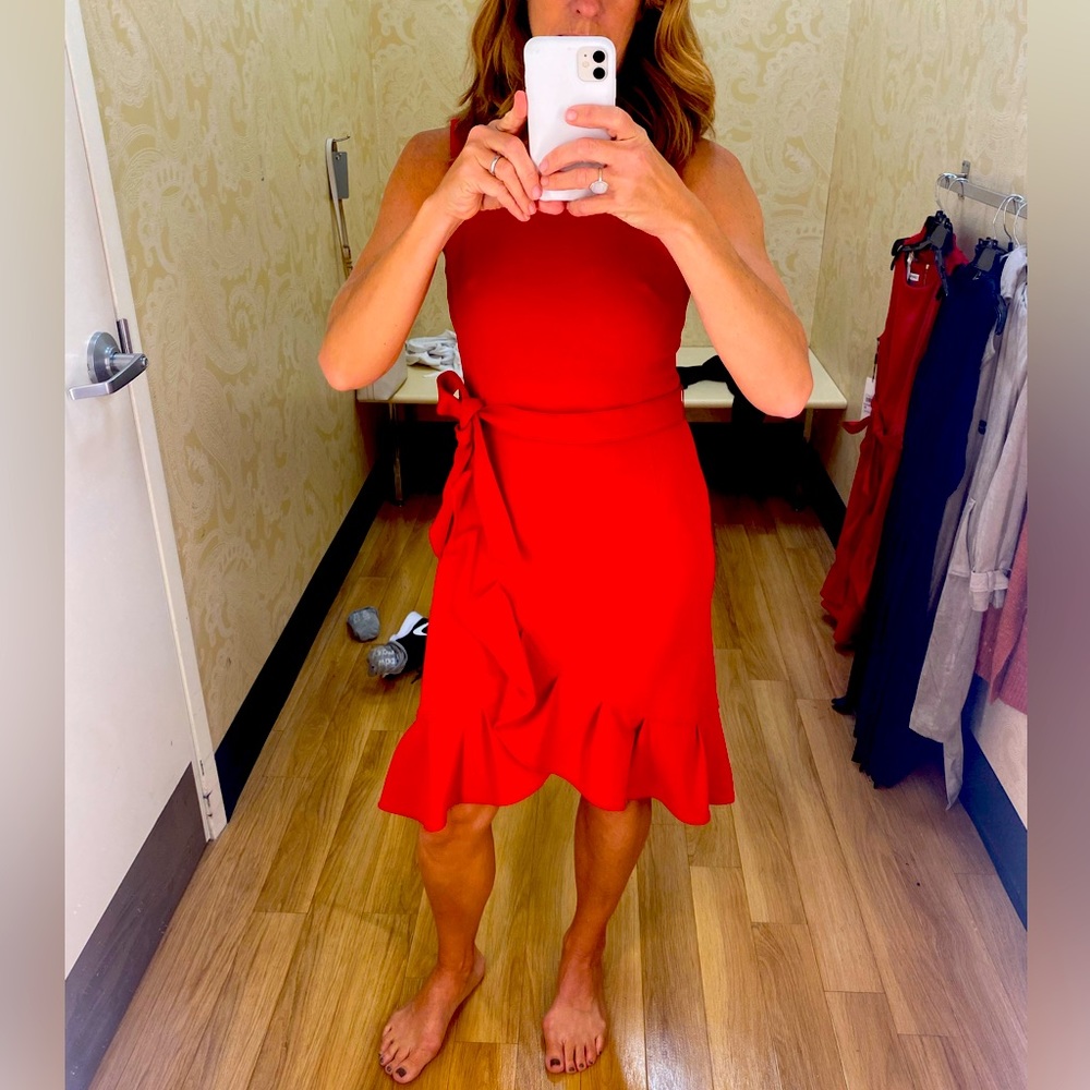 Calvin Klein red dress.  Size 4.  Zipper closure in back.  New with tags.